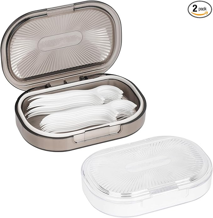 2 Pack Travel Cotton Swab Qtip Holder, Portable Hair Tie Organizer with Lid, Flosser Dispenser, P... | Amazon (US)