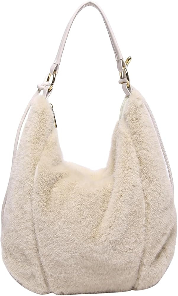 Fluffy Tote Bag Winter Fuzzy Purses for Women Faux Fur Bag with Strap Soft Furry Handbag Plush Cr... | Amazon (US)