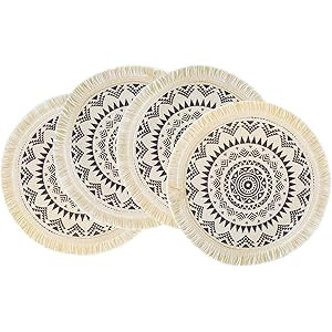 LEVIMETREE Round Placemats Set of 4 – Tabletop Placemats Boho Style Cotton Place Mat Heat Resis... | Amazon (US)