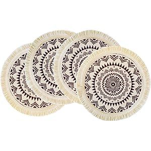 LEVIMETREE Round Placemats Set of 4 – Tabletop Placemats Boho Style Cotton Place Mat Heat Resis... | Amazon (US)