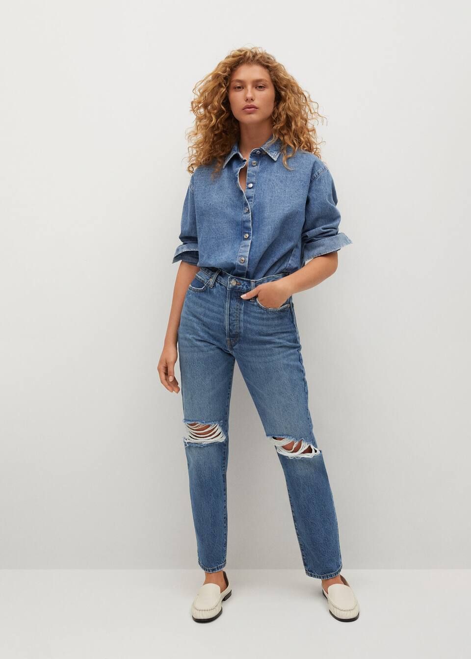 Decorative rips relaxed jeans | MANGO (US)