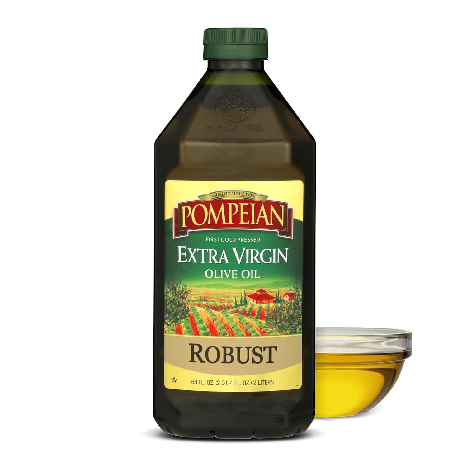 Pompeian Robust Extra Virgin Olive Oil, Contains Polyphenols, First Cold Pressed, 68 Fl Oz, 2 L | Amazon (US)