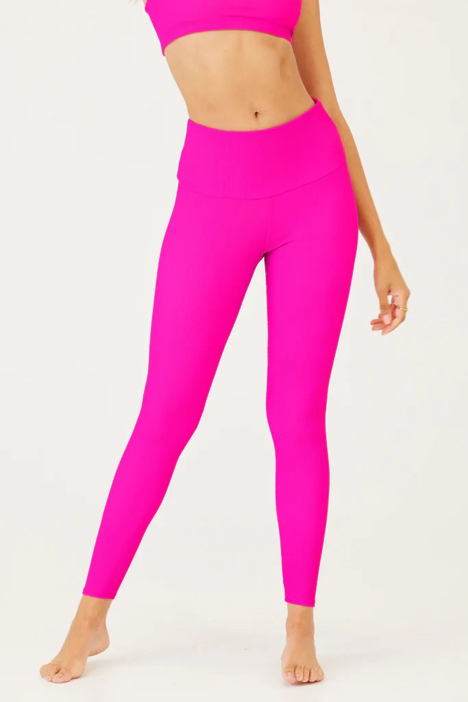 High Rise Rib Legging - Ibis Rose Rib | Onzie