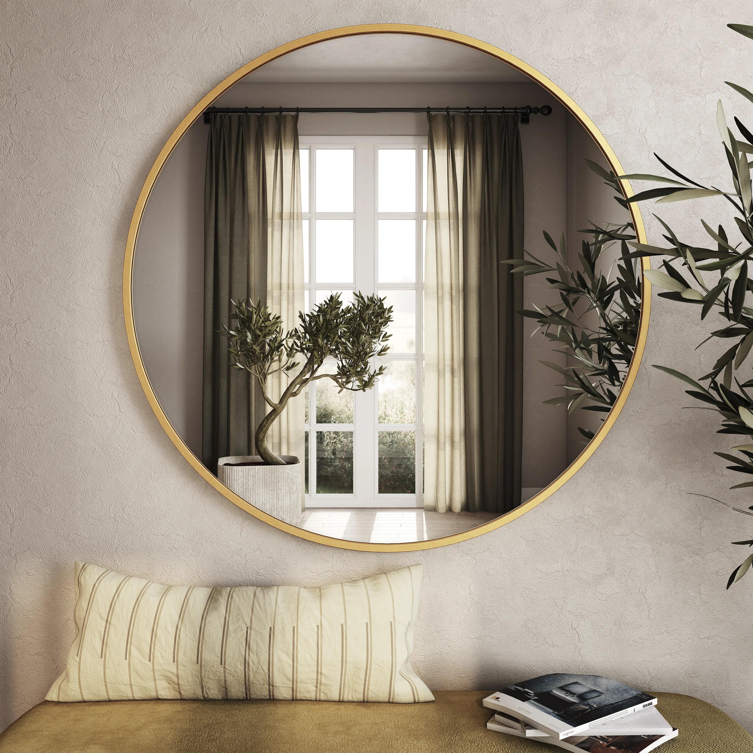 Bali Round Metal Modern Wall Mirror | Wayfair North America