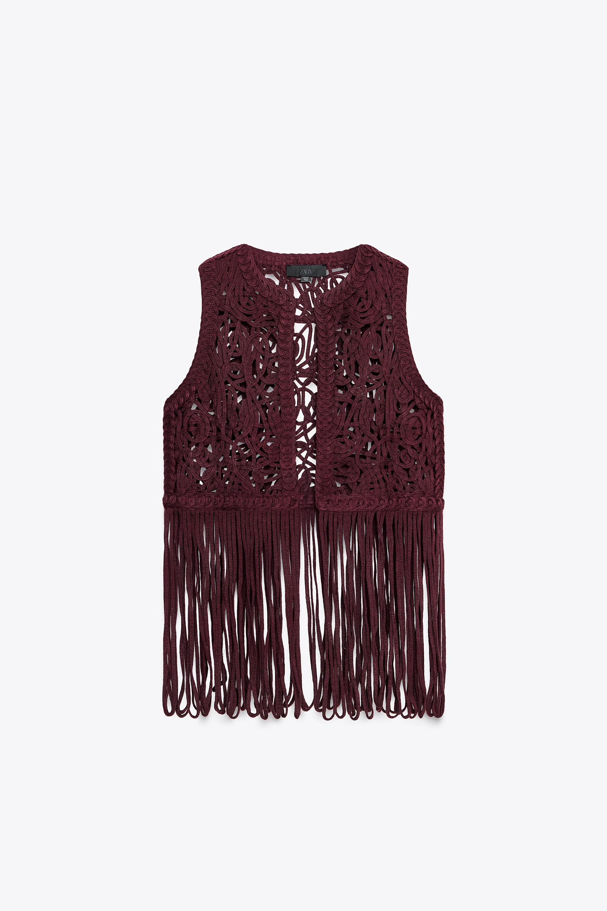 FRINGED MACRAMÉ WAISTCOAT | Zara UK
