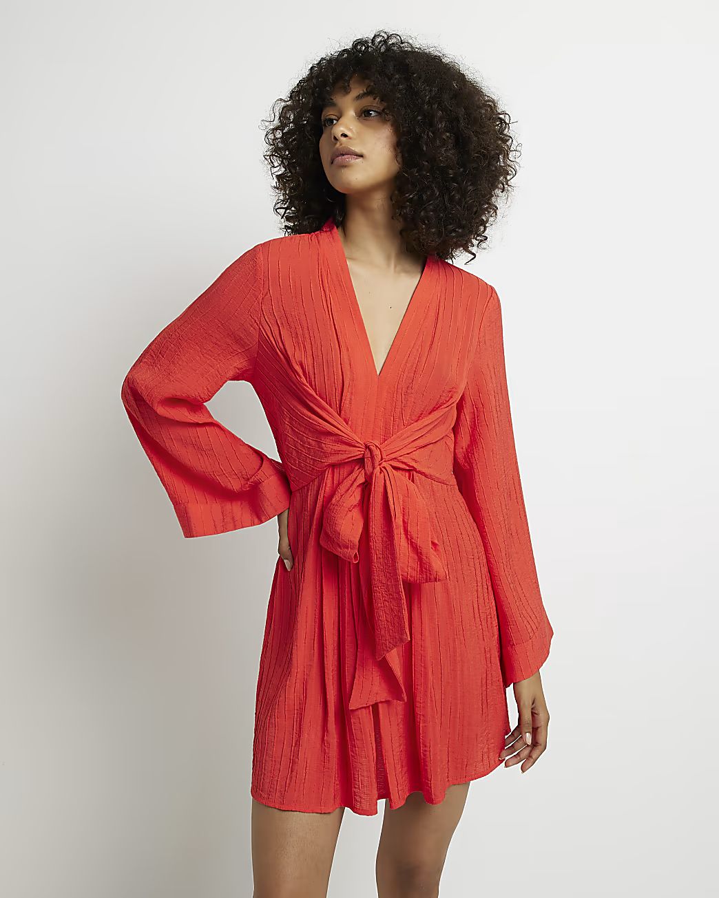 Red knot front mini dress | River Island (UK & IE)