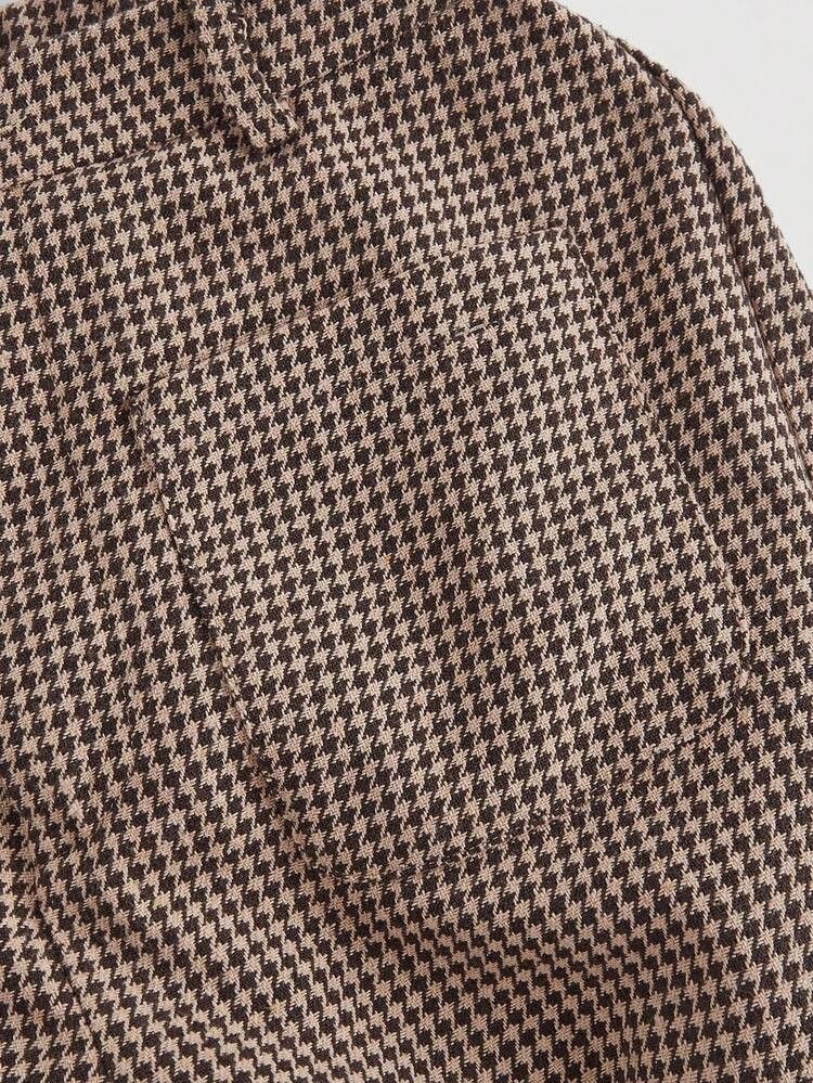 SHEIN MOD Houndstooth Thickened Suit Pants With Front Pocket,Business Casual Women,Khaki Women Pa... | SHEIN