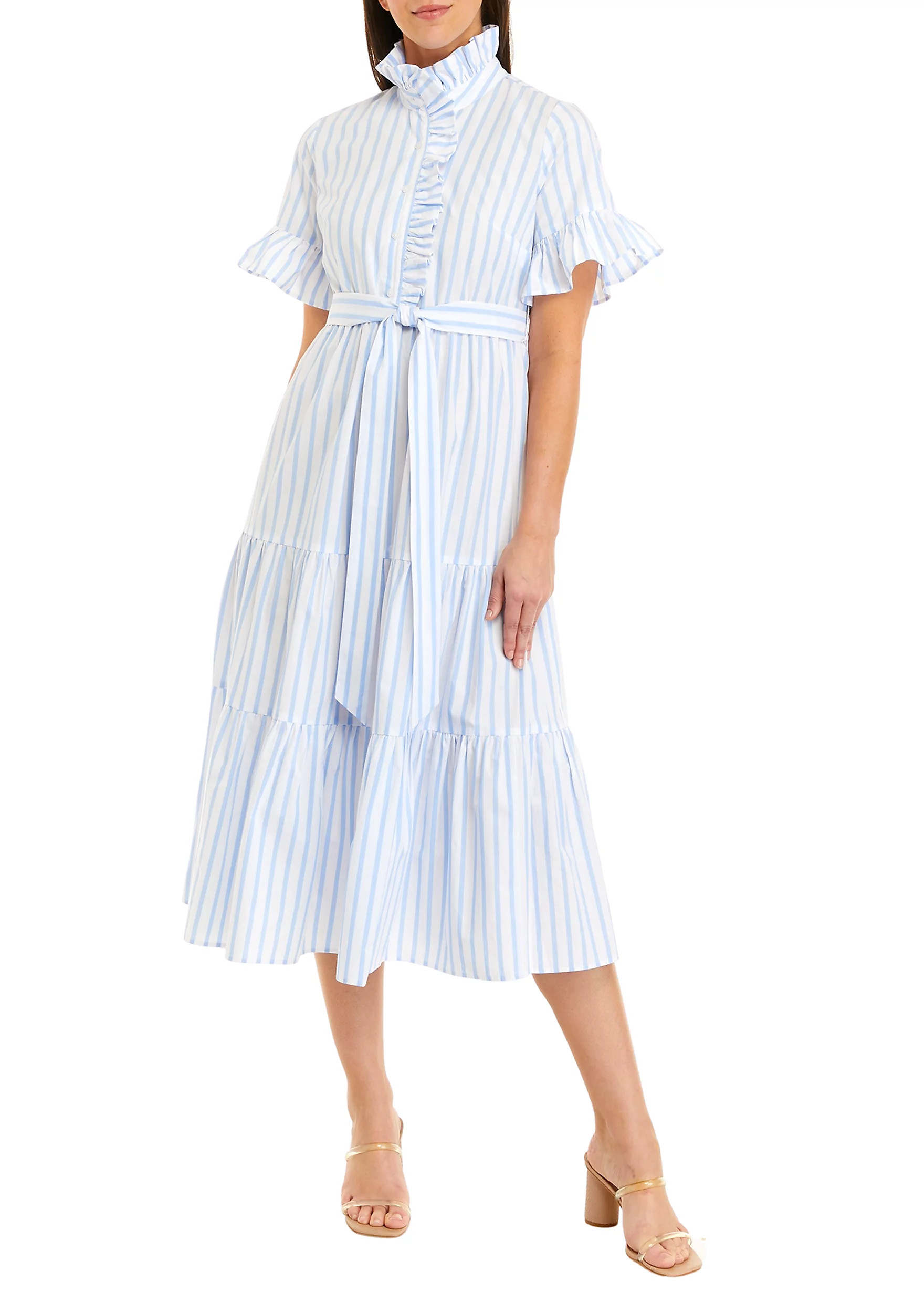 Women's Ruffle Button Front Tiered Dress | Belk