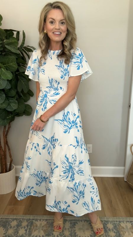 When the blue and white dress hits just right! This one is even prettier in person! Wearing the size small  

#LTKstyletip #LTKshoecrush #LTKfindsunder50