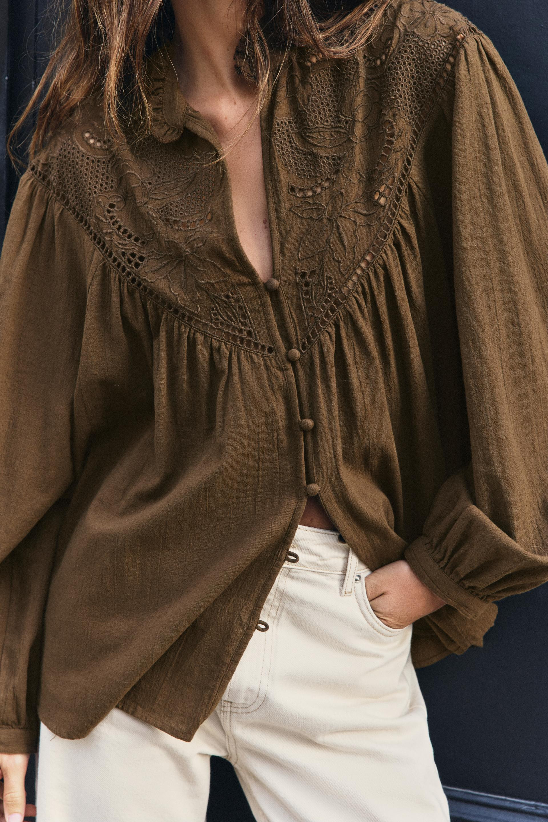 Zara - Metallic Thread Printed Beaded Blouse - Women - Multicolored - Women | Zara US