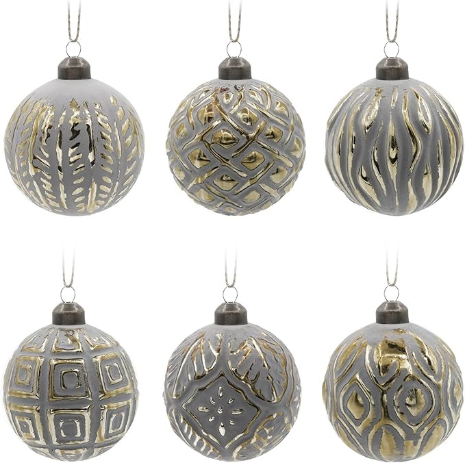 Neutral Farmhouse Christmas Ball Ornaments(3.15inch/80mm, Set of 6) Distressed Metal Glass Ball V... | Amazon (CA)
