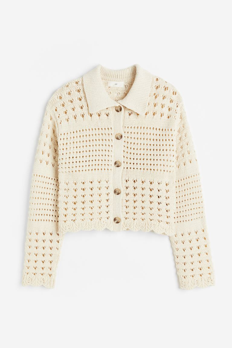 Hole-knit Sweater with Collar | H&M (US + CA)