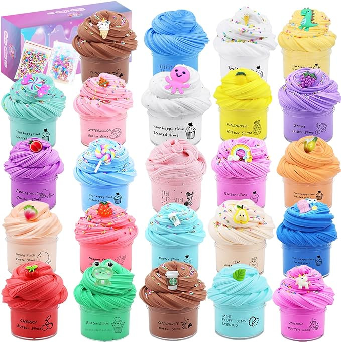 24 Pack Butter Slime Kit, Party Favor Supplies, Super Soft, Non-Sticky, Goody Bag Toy, Prize for ... | Amazon (US)