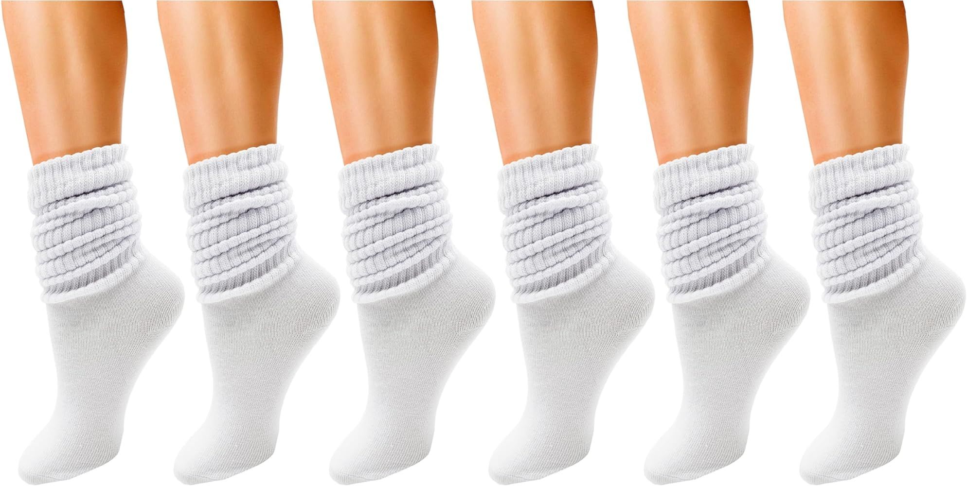 Winterlace 6 Pairs Slouch Socks for Women, Soft Extra Long Scrunch Knee High Sock, Bulk Pack | Amazon (US)