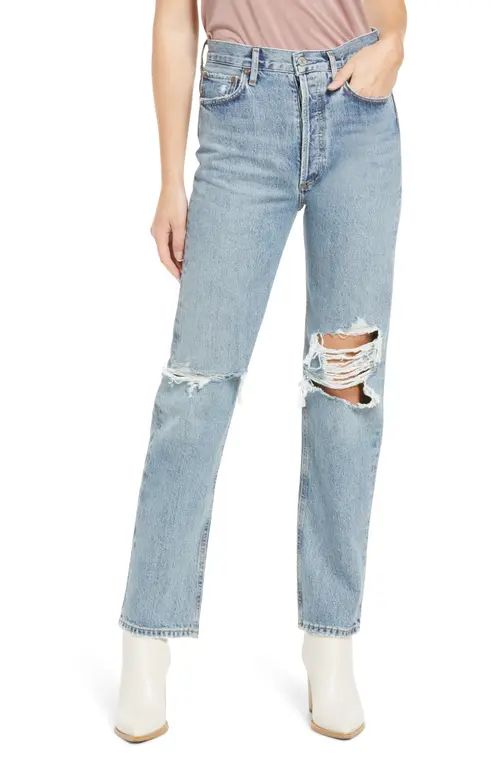 AGOLDE '90s Pinch High Waist Straight Leg Organic Cotton Jeans in Backdrop Mediu at Nordstrom, Size  | Nordstrom