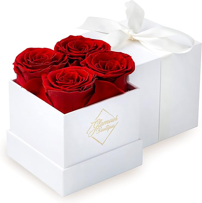 GLAMOUR BOUTIQUE Preserved Roses in a Box - Valentines Day Gifts for Her & Mom, 4 Roses Flowers D... | Amazon (US)