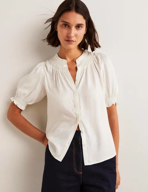 Smocked Silk Blouse | Boden (US)