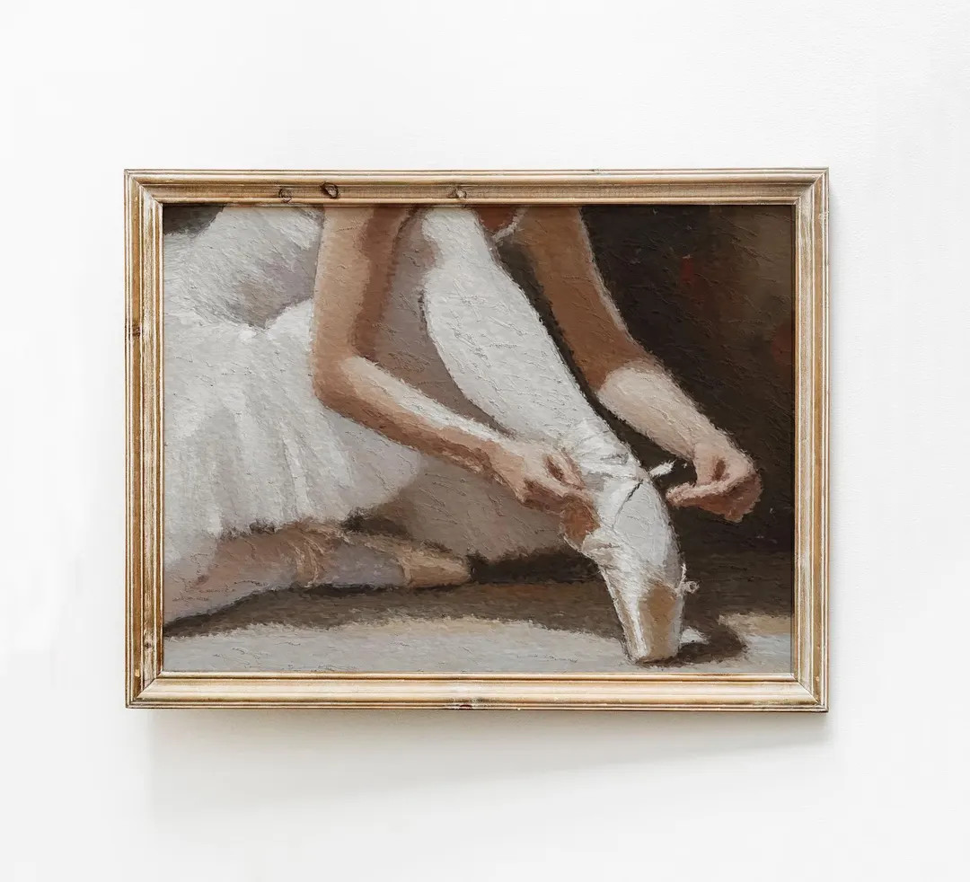 Ballerina Print, Ballet Tutu Painting, Ballerina Putting on Pointe Shoes Wall Art, Dancer Decor, ... | Etsy (US)