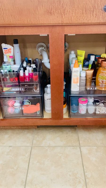 Bathroom under-sink storage and organization 

#LTKhome #LTKbeauty #LTKVideo