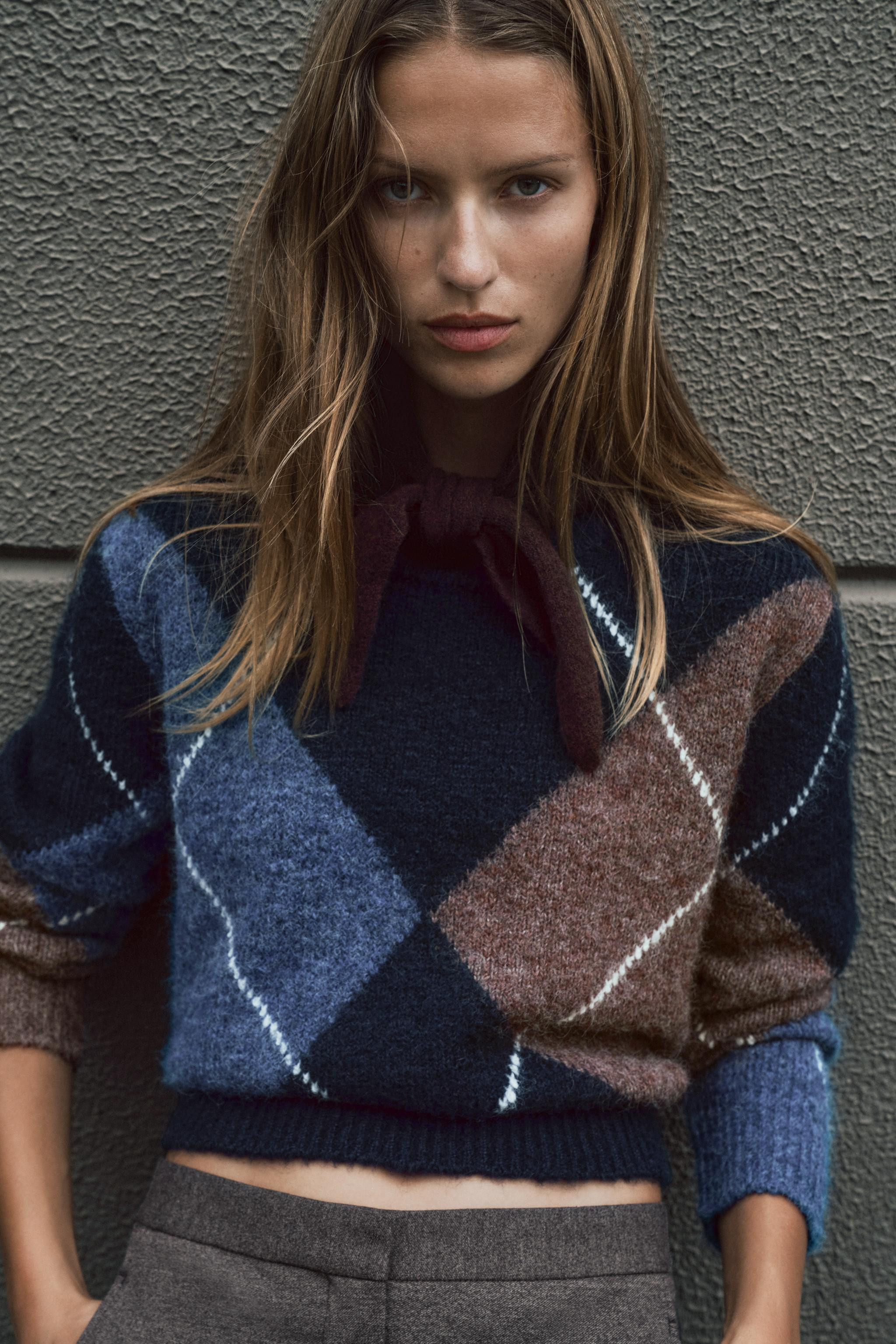 ARGYLE KNIT JUMPER | Zara UK