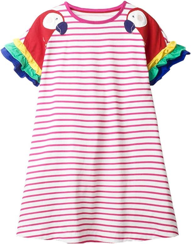 Toddler Little Girls Short Casual Dress Cotton Spring Summer Short Sleeve Basic Tunic Shirt Playw... | Amazon (US)