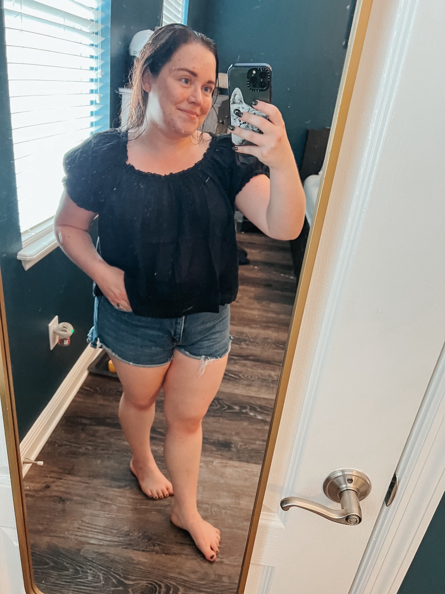 Soft, floaty, and easy to style — this top is a little black elevated basic that works for now and layers beautifully into fall. Love it with cutoffs or high-rise denim. Size up for a looser fit and pair with classic cutoff jean shorts, like I have here, or with your favorite jeans  

#LTKMidsize #LTKStyleTip #LTKSeasonal