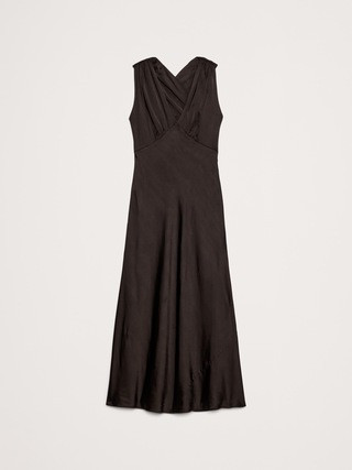 Stretch-Satin Cross-Back Maxi Dress | Banana Republic (US)
