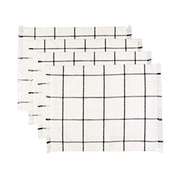 Sticky Toffee Yarn Dyed Farmhouse Plaid Placemat Set, 14 in x 19 in, 4 Pack, Cream - Walmart.com | Walmart (US)