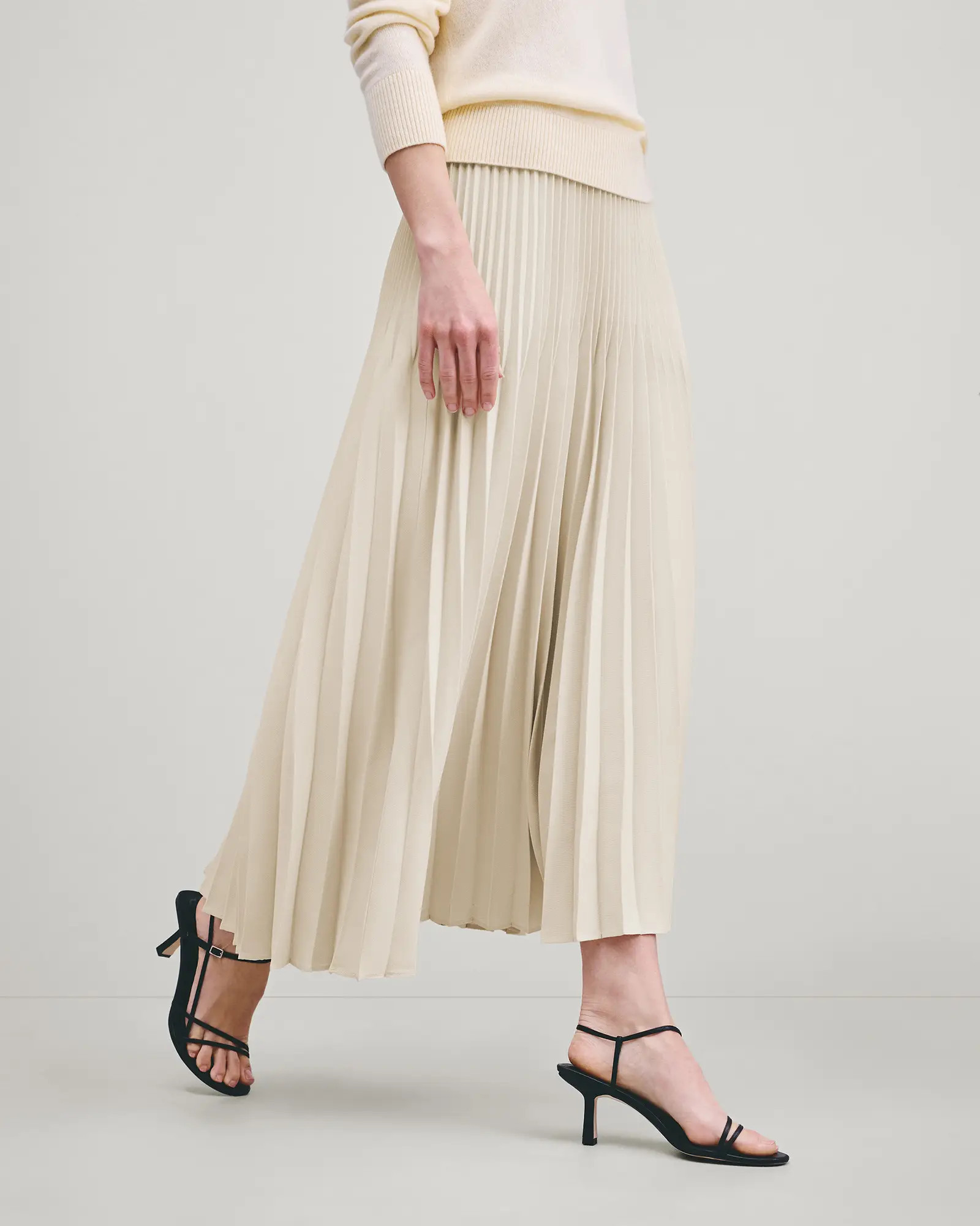 Pleated Matte Midi Skirt in Porcelain Ivory | Quince