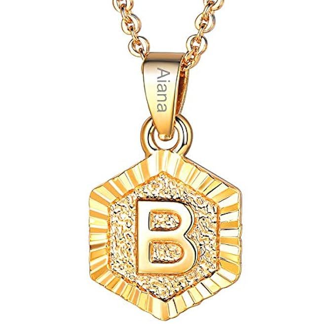 FOCALOOK Tiny Initial Necklace 26 Letters from A-Z Gold/Platinum Plated Monogram Jewelry for Women G | Amazon (US)