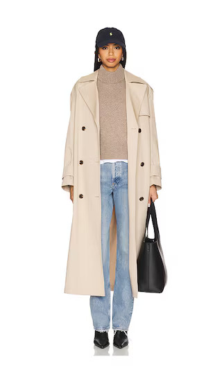 Oversized Double Button Trench in Soft Taupe | Revolve Clothing (Global)