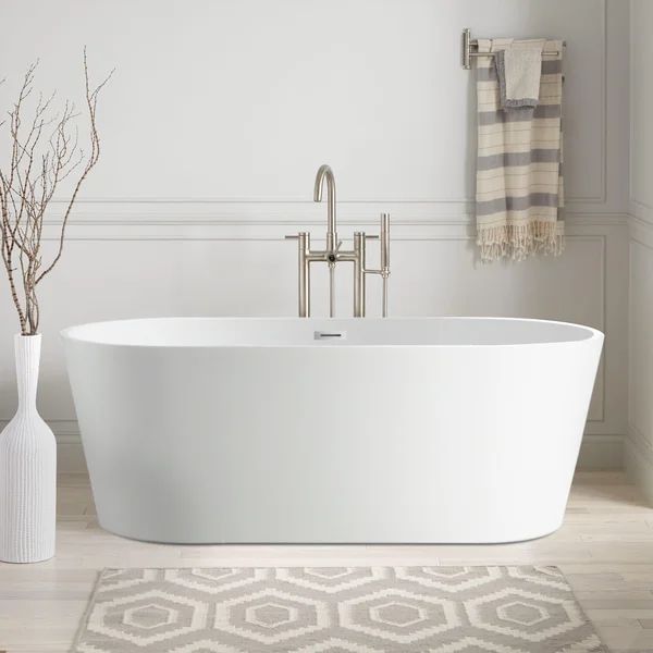 59" x 30" Freestanding Soaking Acrylic Bathtub | Wayfair Professional