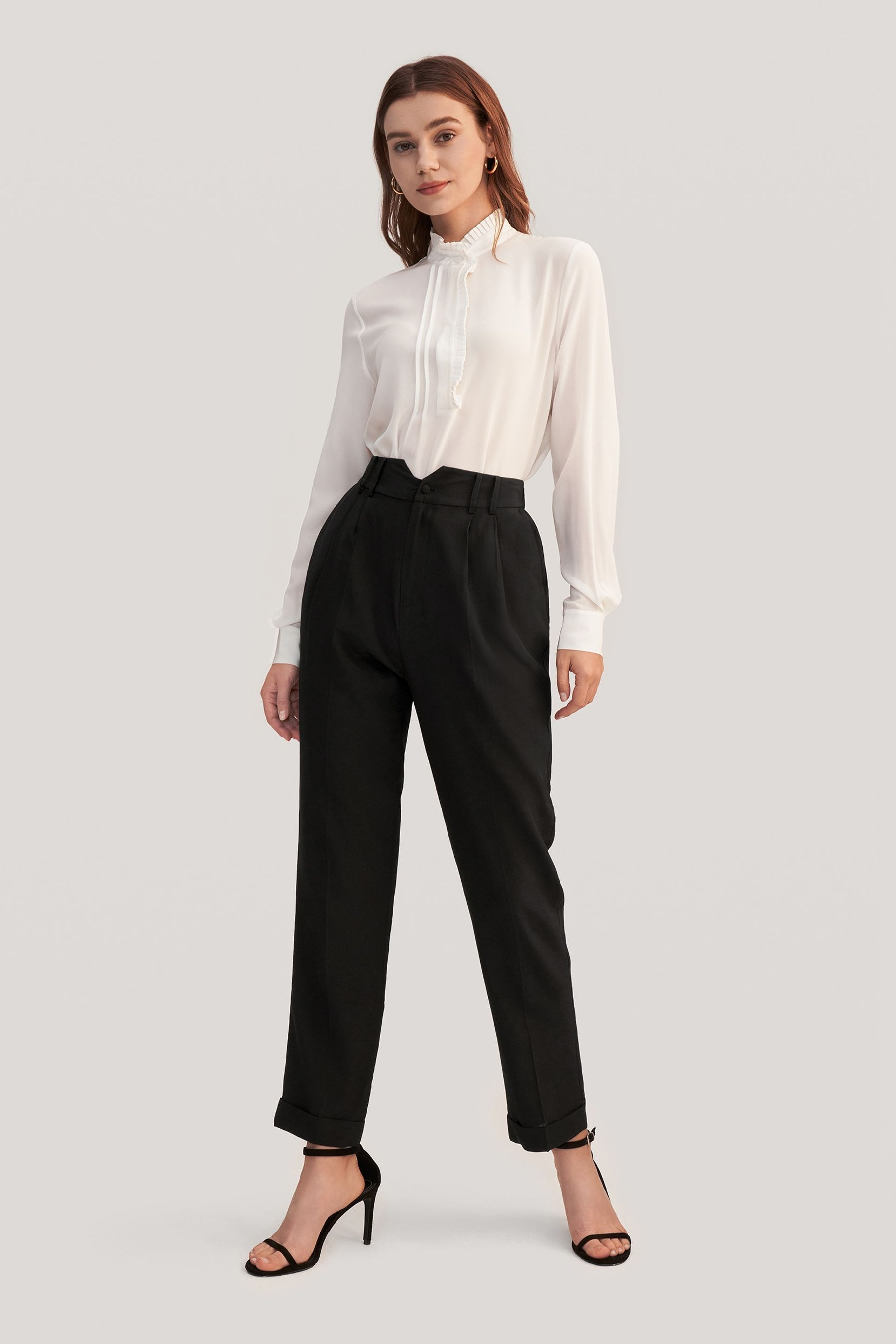 Tucked Tapered Silk Pants | LILYSILK
