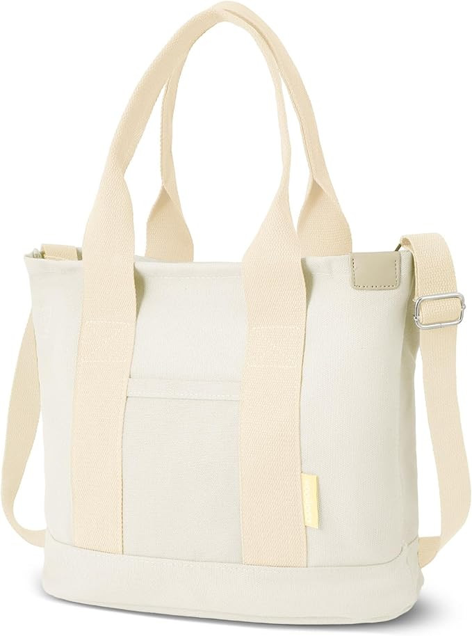 WOOMADA Canvas Tote Bag with Zipper, Small/Large Tote Bag for Women, Crossbody Bag, Hobo Bag, Mes... | Amazon (US)