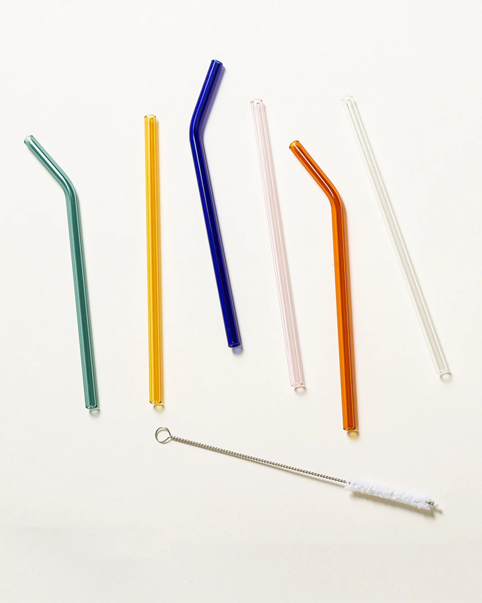 Multicoloured Reusable Glass Straws Pack of Six | Oliver Bonas | Oliver Bonas (Global)