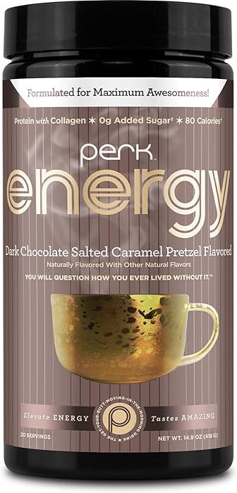 Perk Energy Original Dark Chocolate Salted Caramel Pretzel (20 Servings) - Gluten Free, Soy Free,... | Amazon (US)