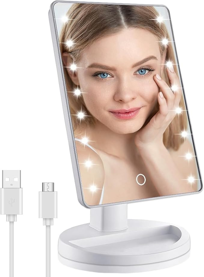 Christmas Lighted Makeup Mirror with Lights, Vanity Mirror with Lights, 16 LEDS Dimmable Desk Mir... | Amazon (US)