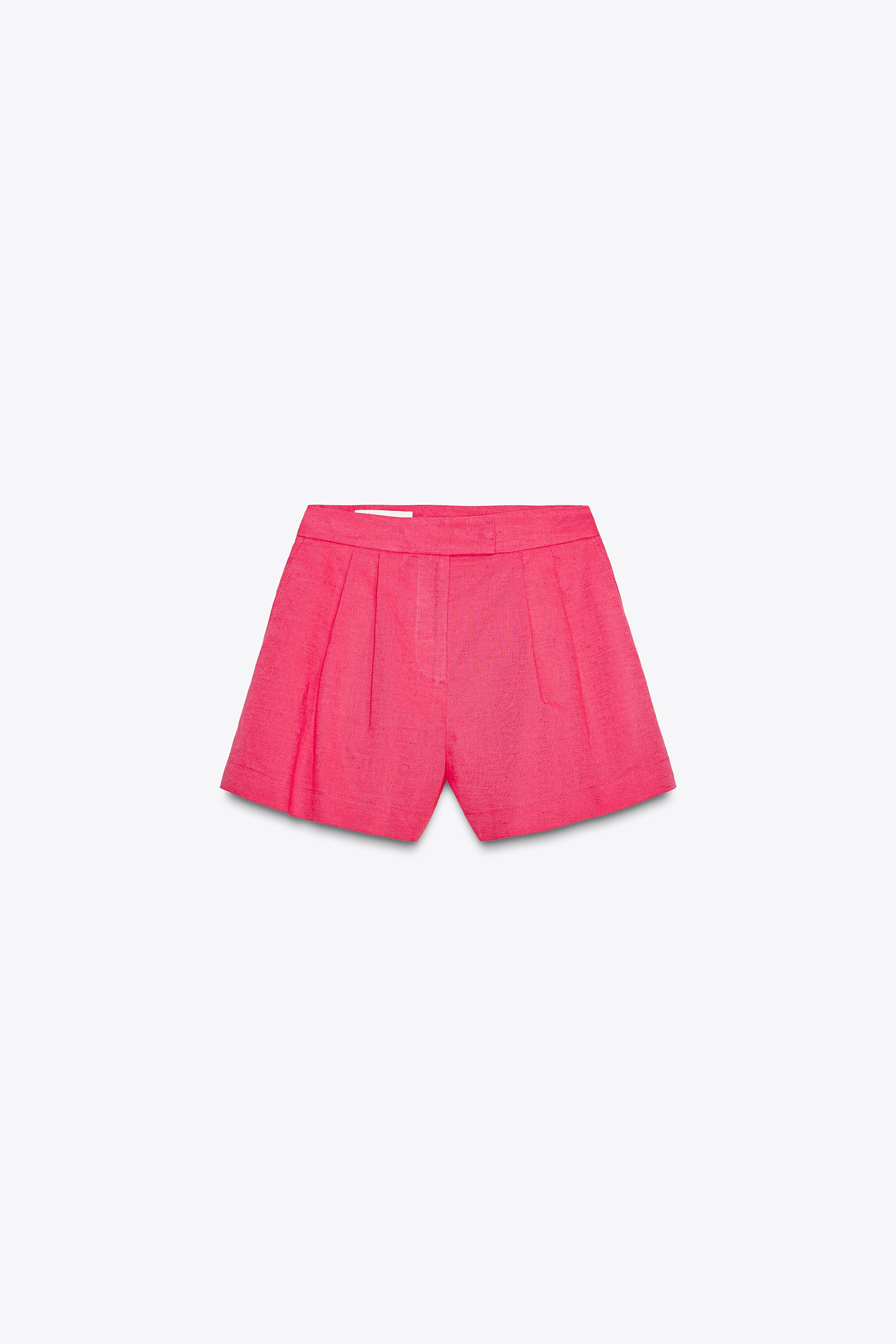 PLEATED LINEN BLEND BERMUDA SHORTS | Zara US