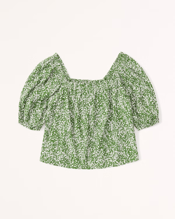 Crinkle Textured Puff Sleeve Top | Abercrombie & Fitch (US)