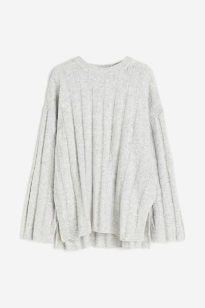 Oversized Rib-knit Sweater - Light gray - Ladies | H&M US | H&M (US)