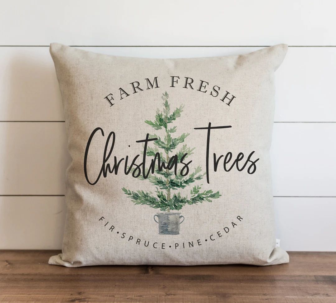 Christmas Pillow Cover  Farm Fresh Christmas Trees  - Etsy | Etsy (US)