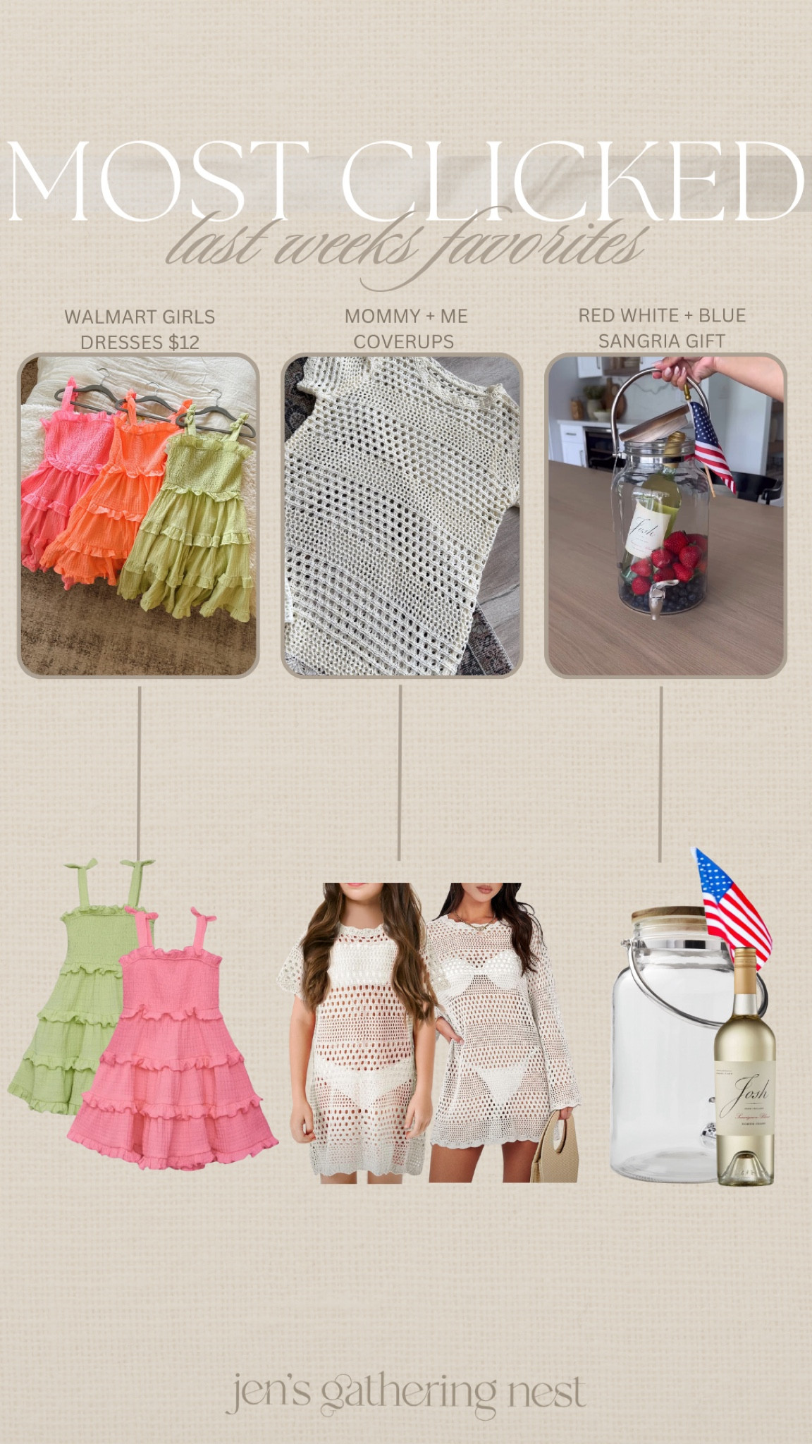 Last weeks most clicked 🤍

#mostclicked #bestsellers #walmart #walmartfashion #coverup #swimwear #kids #hosting #hostess #coverups #crochetcoverup #giftidea #4thofjuly #walmart #amazon 

#LTKFindsUnder50 #LTKSeasonal #LTKHome