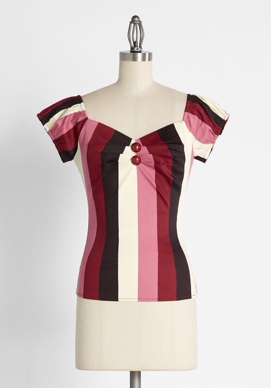 Trip to the Ice Cream Parlor Top in 8 (UK) - Cap Sleeves Short Length Vintage Inspired by Collectif  | Modcloth