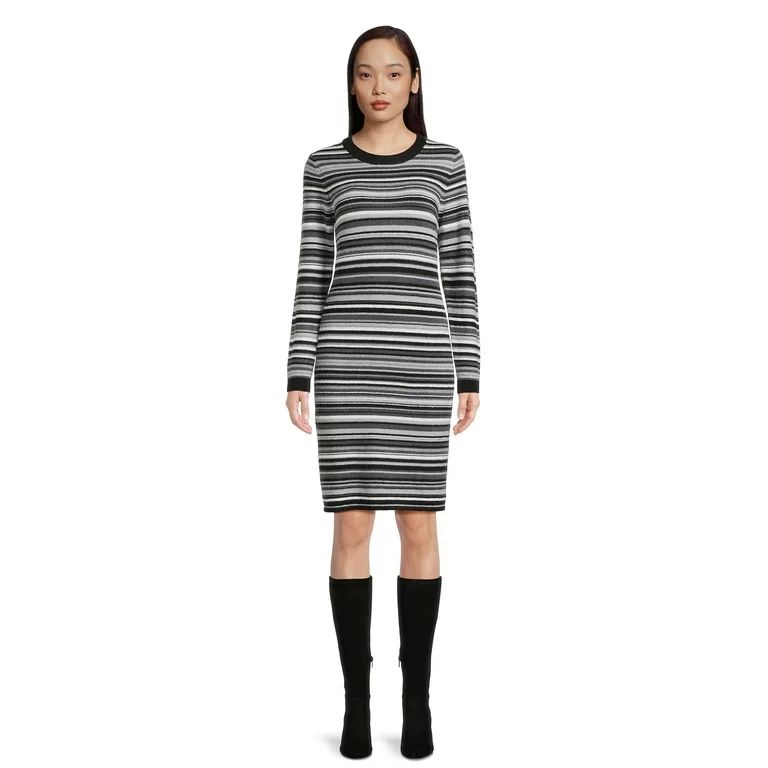 Time and Tru Women's Crew Neck Sweater Dress, Sizes XS-XXXL | Walmart (US)