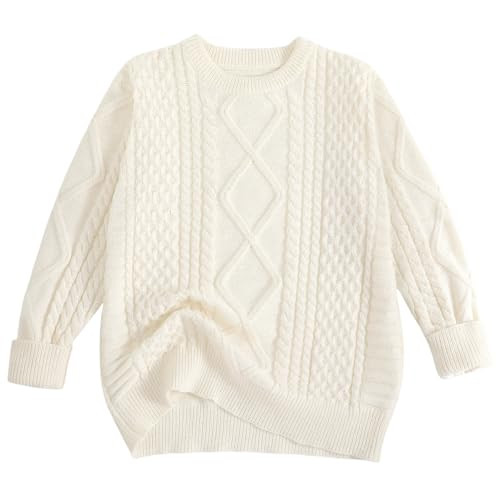 Pleneal Women Sweater Vintage Pullover Cable Knit Sweater Unisex Woven Crewneck Knitted Tops | Amazon (US)