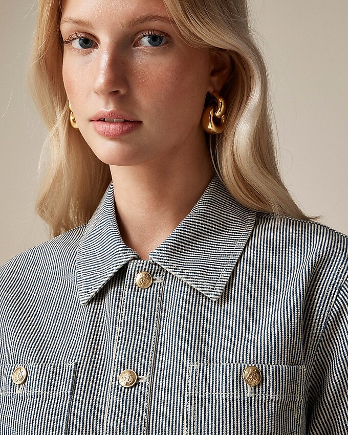 Denim button-up top in stripe | J. Crew US