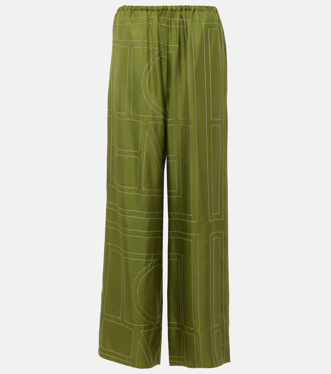 Monogram silk twill wide-leg pants | Mytheresa (INTL)
