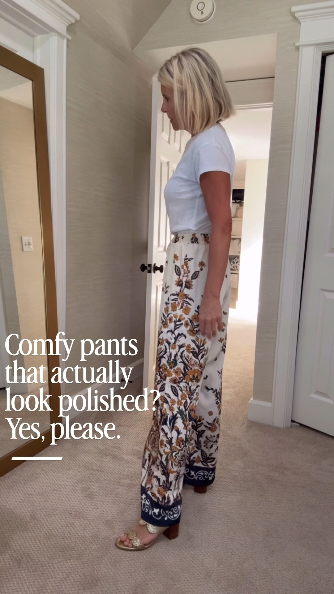 These floral pants are as comfy as they look! The elastic waist and drawstring make them an easy choice with a simple tee and gold sandals. I’m wearing an XS, and I can already tell these are going to be buddies. 😉

👩‍💻 LTK PRO TIPS
❤️ Heart = Support my posts ;-)
🔖 Save = Get sale & restock alerts for the things you love!
📋 Lists = Keep favorites organized (List ideas: Christmas, Birthdays, and Vacations!)
📲 Share = Send lists and products to a friend (or your daughters like me).
💬 Comment = Ask me anything, and I’ll answer. ;-)

#LTKootd #LTKOver40 #LTKSaleAlert