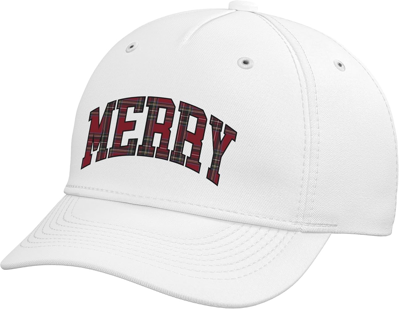 Merry Christmas Plaid Tartan Varsity Block Letter Women Kids Adjustable Printed Baseball Hat | Amazon (US)