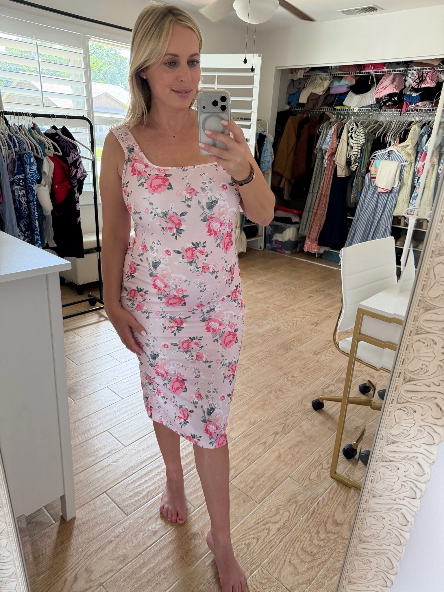 Summer dress. Floral dress. 24 weeks pregnant, wearing XL

#LTKBump #LTKSeasonal #LTKMidsize